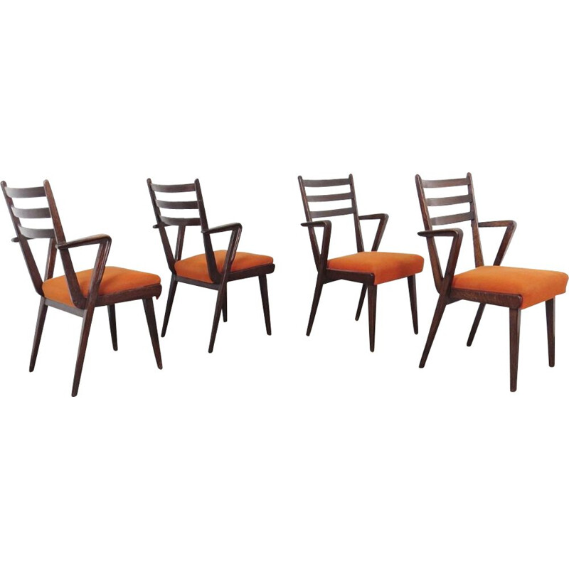 Set of 4 vintage dining chairs by Jitona, Czechoslovakia, 1950s