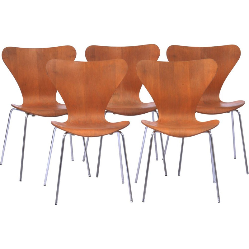 Set of 6 vintage Butterfly chairs series 7 by Arne Jacobsen