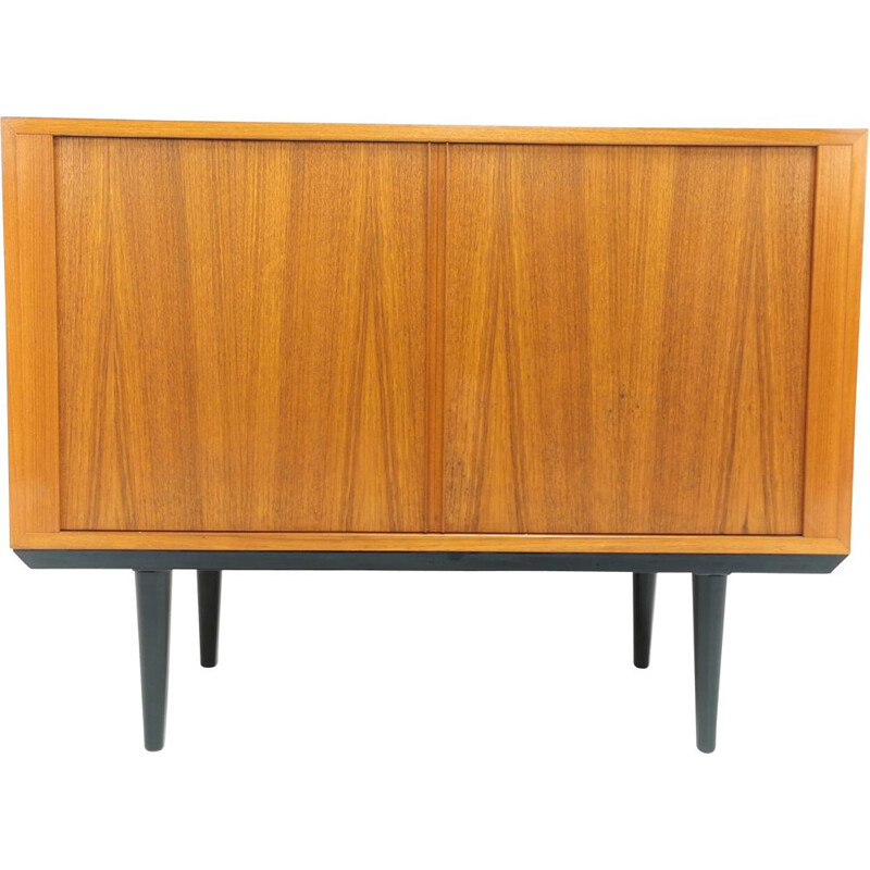 Vintage Danish teak tambour cabinet by Hundevad 1970s