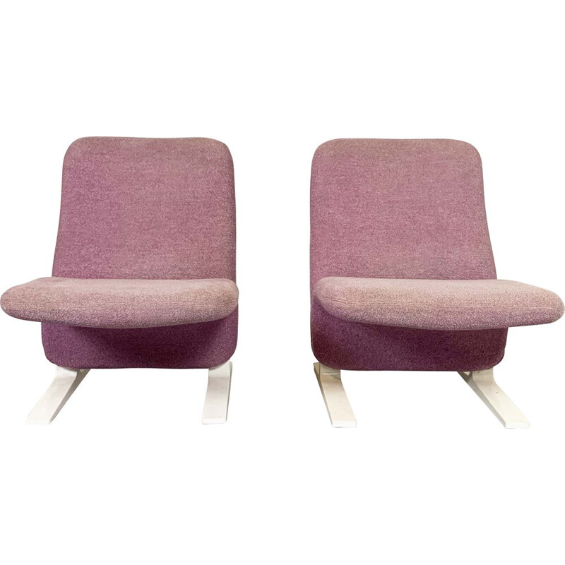 Vintage pair of lilac Concorde Easy Chairs by Pierre Paulin for Artifort, 1960s