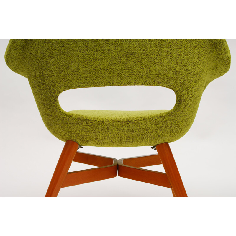 Český Nábytek set of 2 Czech green easy chairs, Miroslav NAVRATIL - 1960s