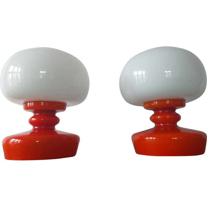 Pair of vintage glass table lamps, 1970s