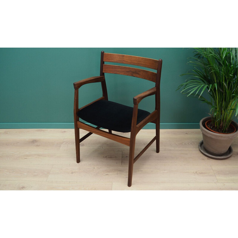 Vintage scandinavian armchair in velvet and rosewood, 1960s