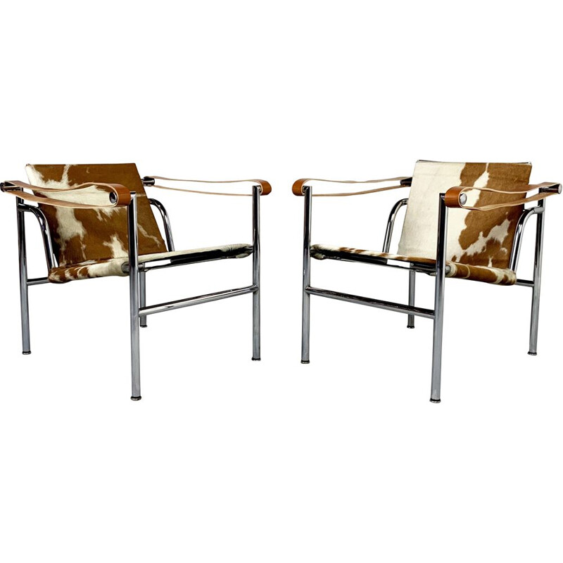 Vintage pair of LC1 armchairs by Le Corbusier for Cassina, 1970s