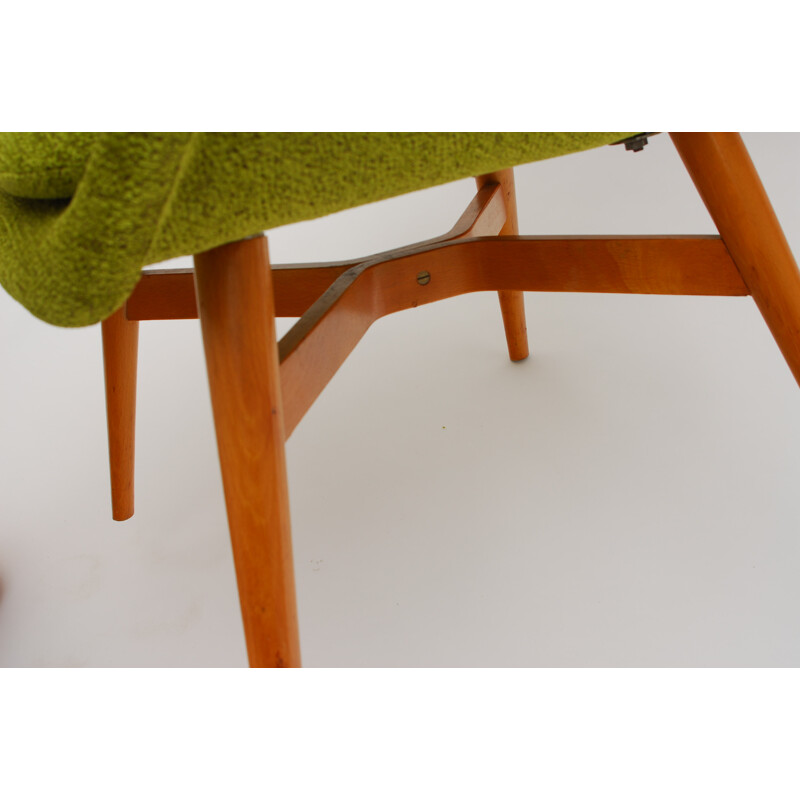 Český Nábytek set of 2 Czech green easy chairs, Miroslav NAVRATIL - 1960s