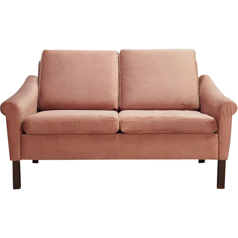 Vintage pink velours sofa, Danish design, 1960-1970s