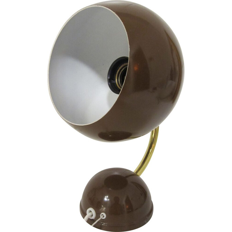 Scandinavian vintage "eyeball" brown and gold metal wall light