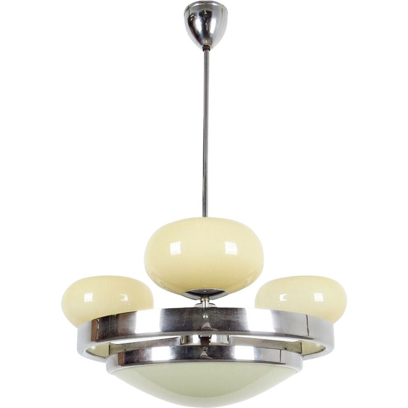 Vintage chandelier with 3 balls, Czechoslovakia 1930