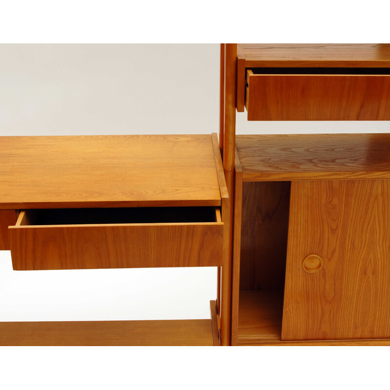 Tatra Nábytok wall unit with a desk in oakwood, Frantisek JIRAK - 1960