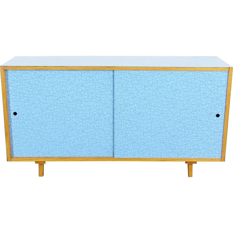 Vintage blue sideboard, Czechoslovakia, 1960