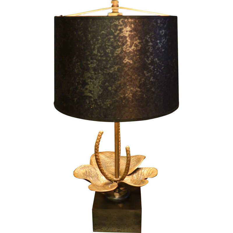 Vintage table lamp 1970 floral design