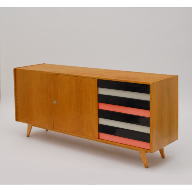 Interiér Praha Czech "U460" sideboard in oakwood and plastic, Jiri JIROUTEK - 1960s