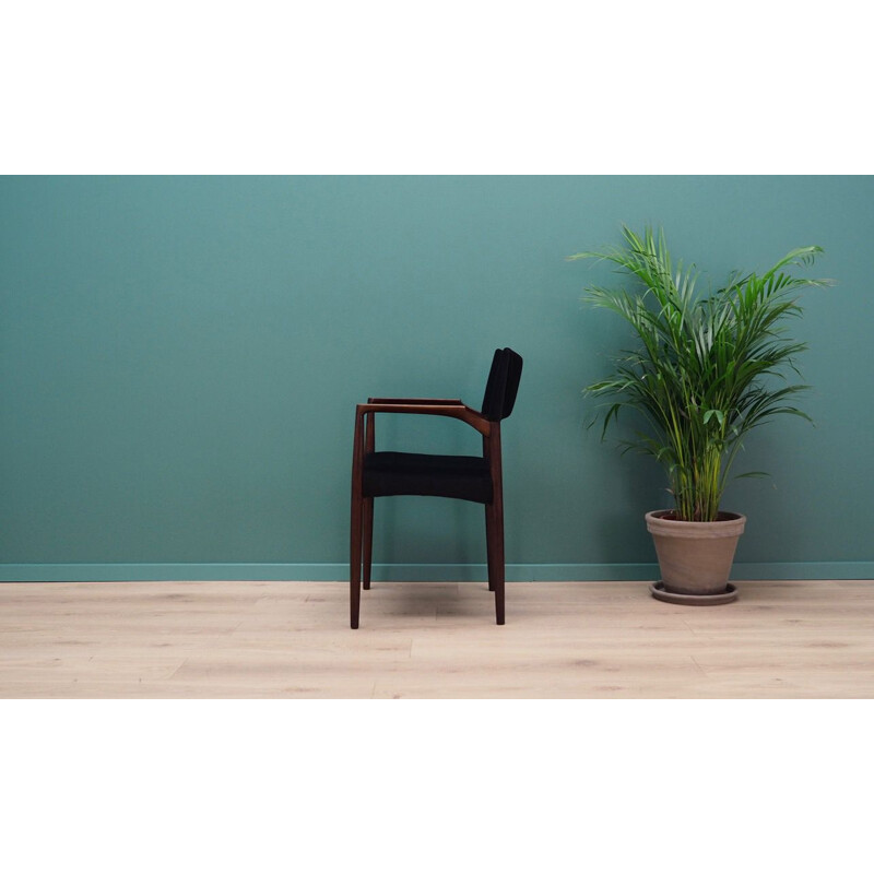 Vintage velvet and rosewood armchair, 1960-70s