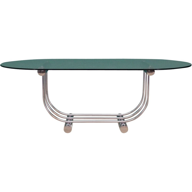 Vintage chrome metal coffee table, 1960-70s