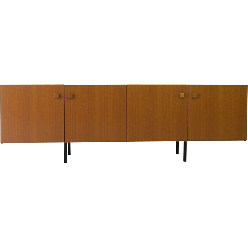 Vintage teak and metal sideboard, France 