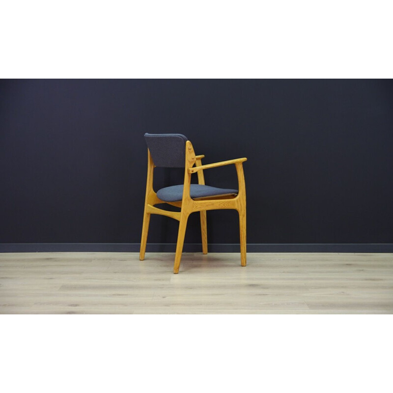 Danish blue vintage armchair by Erik Buch, 1960s