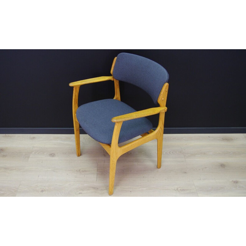 Danish blue vintage armchair by Erik Buch, 1960s