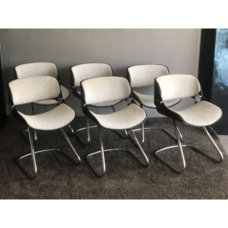 Suite of 6 vintage chairs by Etienne Fermigier, 1970