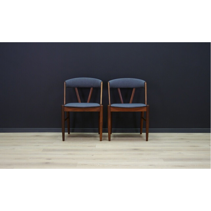 Teak danish blue vintage armchair, 1960s