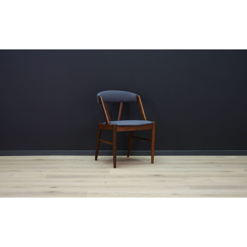 Teak danish blue vintage armchair, 1960s