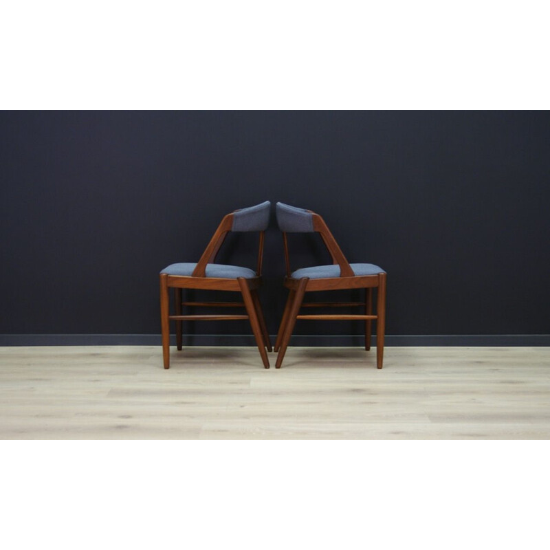 Teak danish blue vintage armchair, 1960s