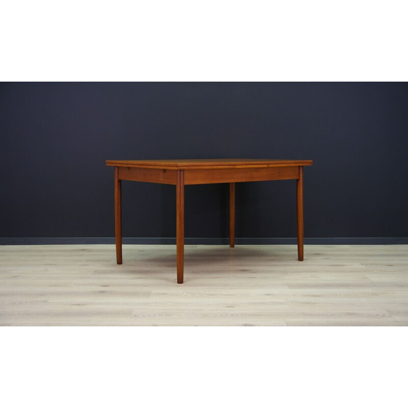 Vintage teak scandinavian dining table with 2 inserts, 1960s