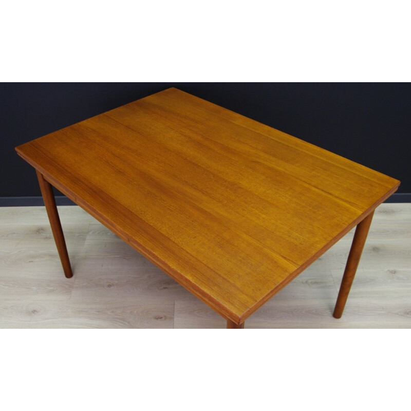 Vintage teak scandinavian dining table with 2 inserts, 1960s