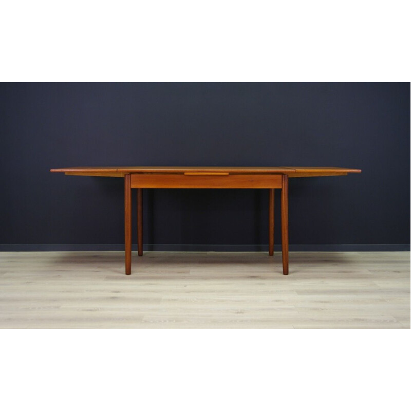 Vintage teak scandinavian dining table with 2 inserts, 1960s