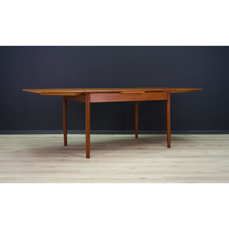 Vintage teak scandinavian dining table with 2 inserts, 1960s