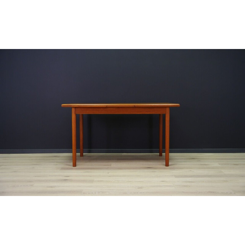 Vintage teak dining table with 2 pull-out inserts, Denmark, 1960-1970s