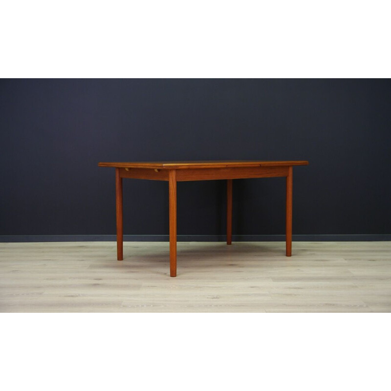 Vintage teak dining table with 2 pull-out inserts, Denmark, 1960-1970s