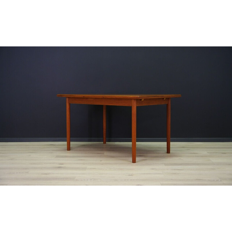 Vintage teak dining table with 2 pull-out inserts, Denmark, 1960-1970s