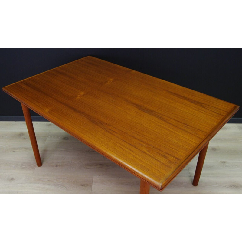 Vintage teak dining table with 2 pull-out inserts, Denmark, 1960-1970s