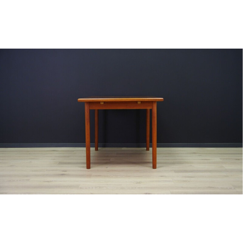 Vintage teak dining table with 2 pull-out inserts, Denmark, 1960-1970s