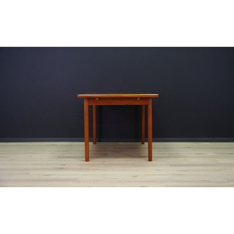 Vintage teak dining table with 2 pull-out inserts, Denmark, 1960-1970s