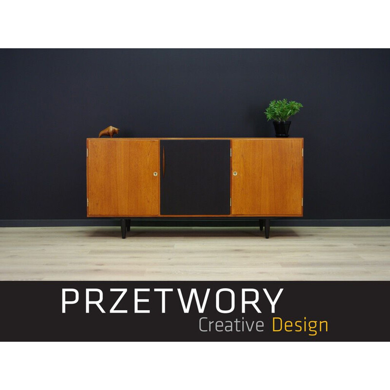 Vintage sideboard in teak with black door, Danish Design, 1960