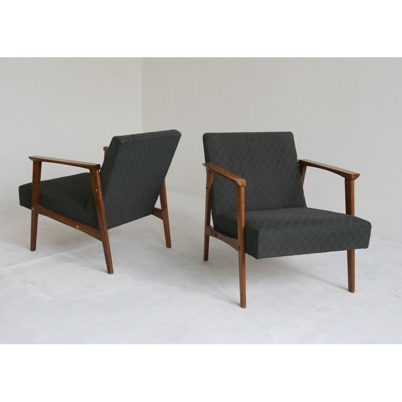 Pair of vintage black lounge chair, 1950s