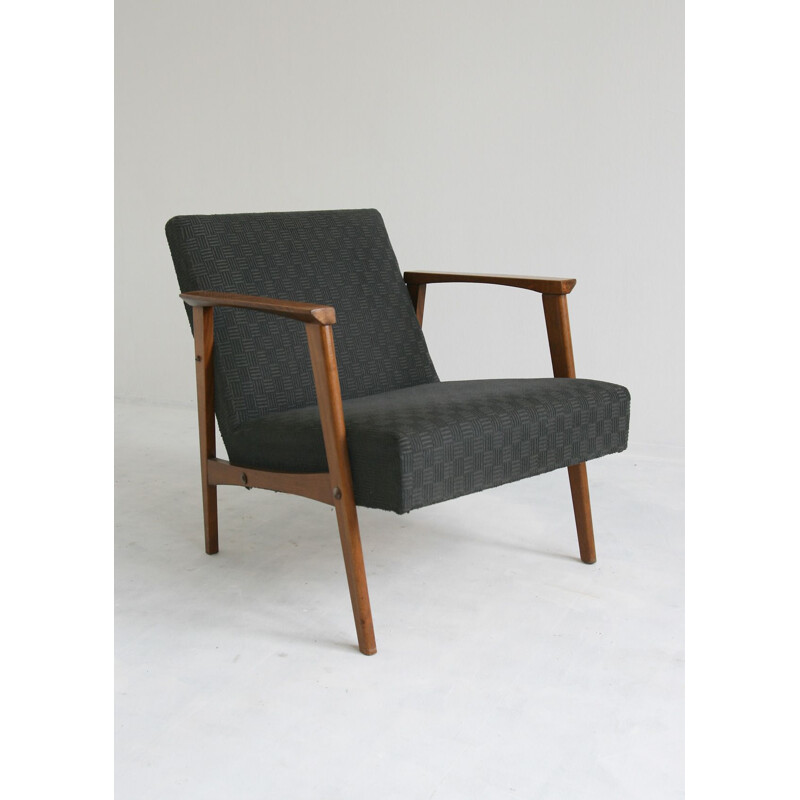 Paire de fauteuils lounge noirs vintage, 1950