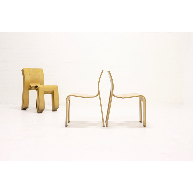 Set of 6 vintage striped dining chairs by Gijs Bakker for Castelijn 1970s