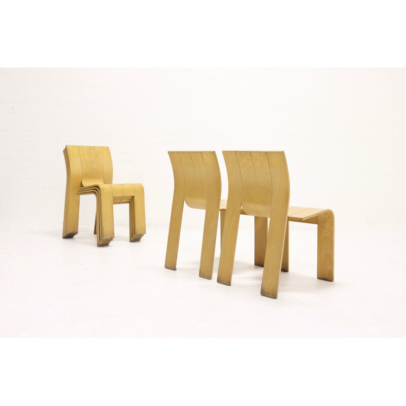 Set of 6 vintage striped dining chairs by Gijs Bakker for Castelijn 1970s