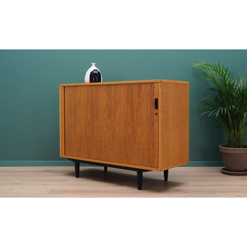 Vintage ashwood cabinet with harmonica doors, Scandinavian design, 1970