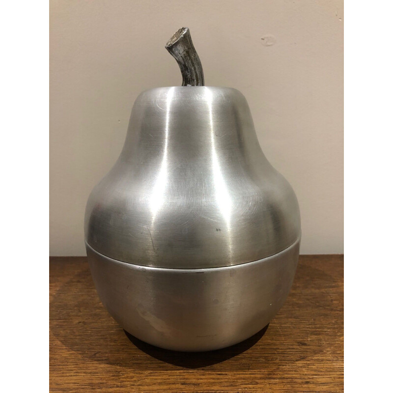 Vintage brushed aluminum ice cube bucket, 1970