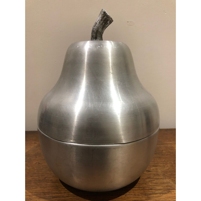 Vintage brushed aluminum ice cube bucket, 1970