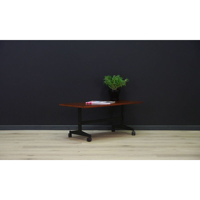 Vintage teak coffee table with wheels, Danish design, 1970