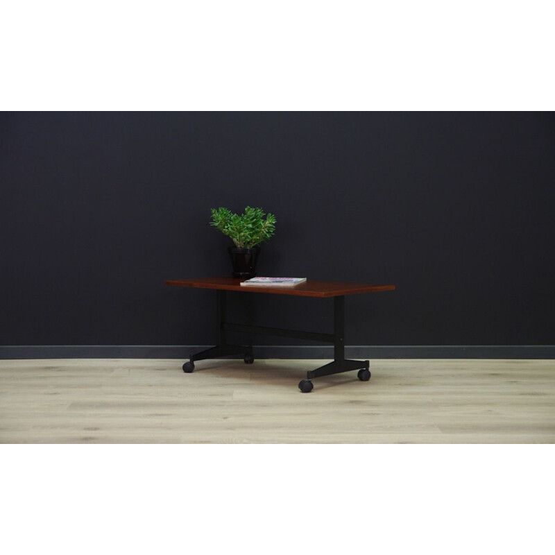 Vintage teak coffee table with wheels, Danish design, 1970