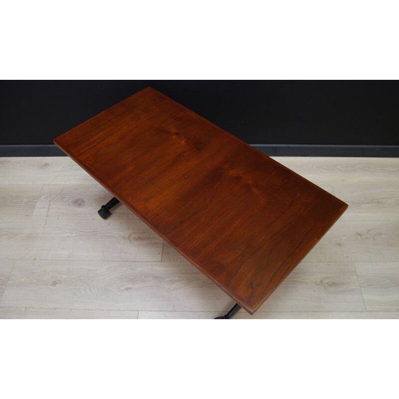 Vintage teak coffee table with wheels, Danish design, 1970