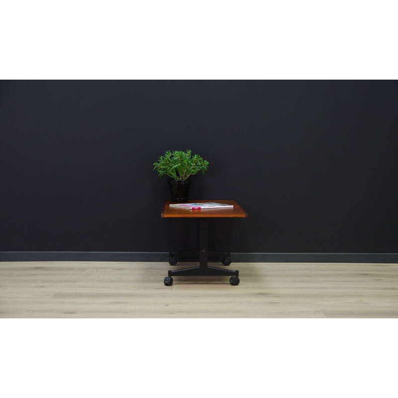 Vintage teak coffee table with wheels, Danish design, 1970