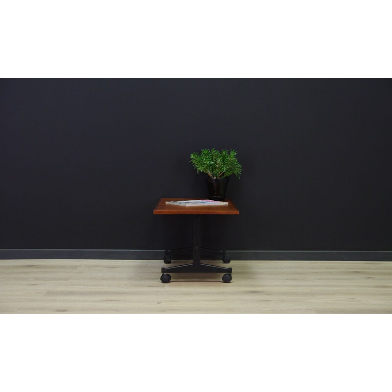 Vintage teak coffee table with wheels, Danish design, 1970