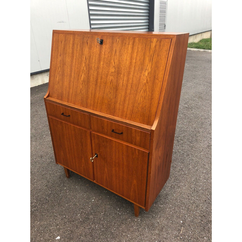 Vintage Scandinavian secretary desk with sycamore interior, 1960