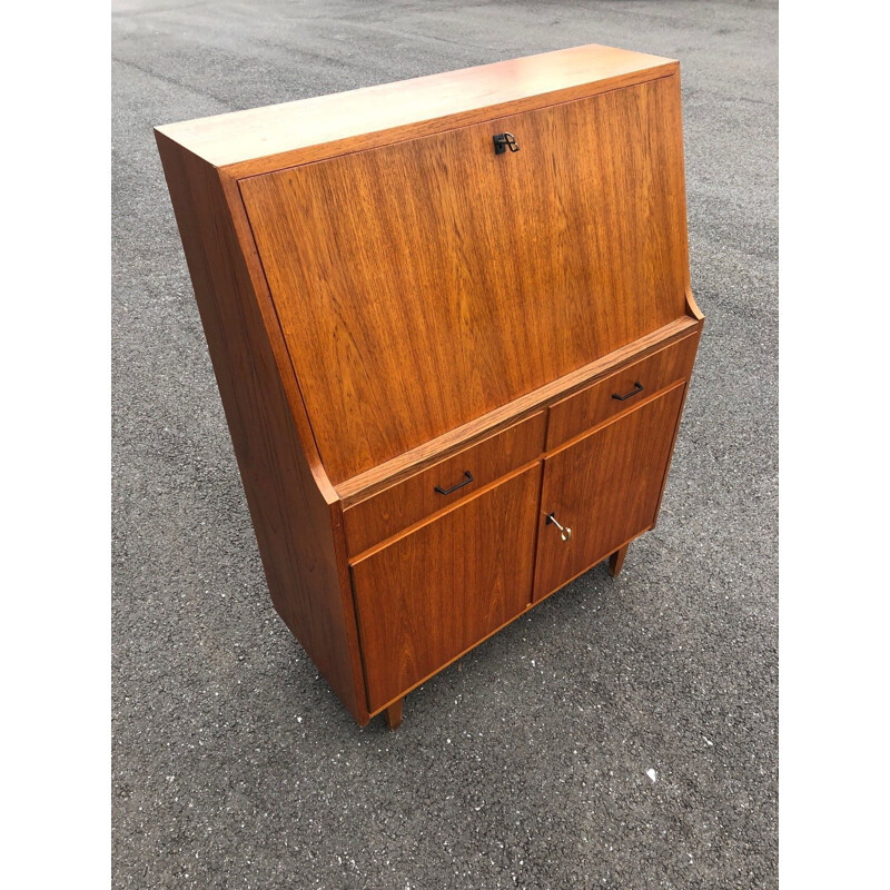 Vintage Scandinavian secretary desk with sycamore interior, 1960